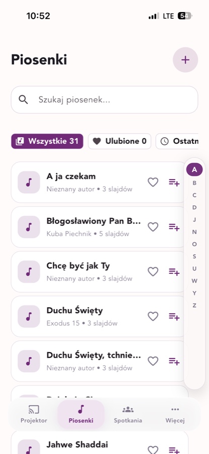 Mobilna lista pieśni w Śpiewnik.app